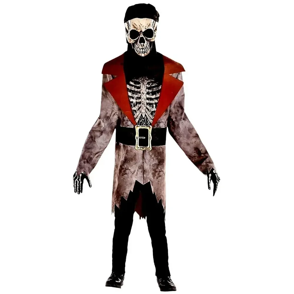 Skeleton Pirate Costume CHILD Sz XL 14-16 Illusion 9 INCHES TALLER Halloween